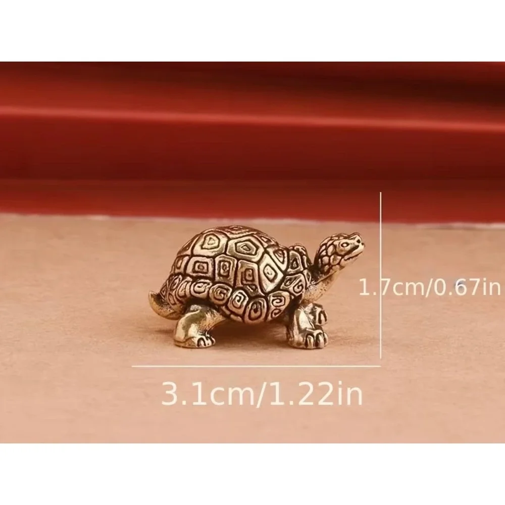 3pc Miniature Brass Turtle Figures Gold Metal New